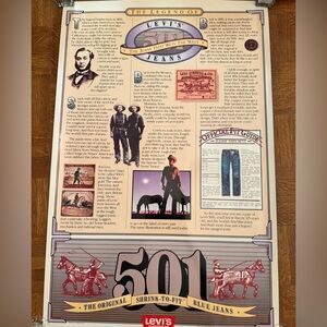 Vintage Levi's “The Legend of 501 Jeans” 1985 Poster The Jeans That Won the West